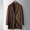 Casaco Masculino 2026 Outono e Inverno Trench Coat de Lã de Comprimento Médio para Jovens Negócios Feito à Mão Lã Dupla Face Casual Jaqueta Quente