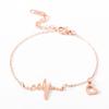 Tobillera de Electrocardiograma para Mujer, Forma de Corazón, Estilo Ins, Femenina, Estudiante, Oro Rosa, Fresca, Acero de Titanio, No se Desvanece, Tobillera de Moda