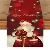 Corredor de Mesa de Natal Novo Transfronteiriço Linho Criativo Estampado Boneco de Neve e Papai Noel Jogo Americano Atmosfera Decorações de Mesa de Natal