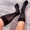 Calcetines de Verano para Hombre, Estilo Delgado, Calcetines Formales Elegantes de Nailon Brillante, Calcetines de Color Sólido con Brillo al Agua, Calcetines de Aceite de Caballo