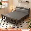 Cama Dobrável Cama de Casal 1,5m Doméstica Simples Reforçada Cama de Solteiro Dormitório de Adultos Aluguel Portátil Placa Dura Cama de Ferro