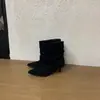 Primer Encuentro Ji Estilo Coreano Botas Delgadas de Cuero con Hebilla de Caña Alta para Mujer 2026 Otoño Nuevo Estilo Elegantes Versátiles Botas Fruncidas de Tacón Fino para Mujer