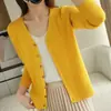 Atacado Transfronteiriço Malha Nova Estilo Primavera e Outono Cardigã Gola V Feminino Estilo Coreano Cor Sólida Solto Curto Outerwear Jaqueta Pequena
