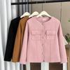 Gordo mm Tamanho Plus 2024 Outono Nova Roupa Feminina Elegante Jaqueta de Pequeno Aroma Versátil Casual Jaqueta Camisa Pequena 4962