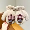Guantes de Lana con Cuello Halter Estilo Ins Lindo para Niños, Guantes de Manopla Engrosados a Prueba de Viento y Frío, Guantes Cálidos para Otoño e Invierno