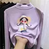 Camiseta térmica infantil de fleece dupla face, novo estilo outono/inverno, camada interna quente e macia para meninas, gola semimangata, top autotérmico