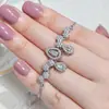 Producto de Venta Caliente Transfronteriza de Amazon Pulsera de Zirconia Blanca con Forma de Lágrima Europea y Americana para Mujer Diamante Completo Zirconia Joyería al por Mayor S046