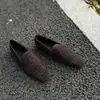 6612-2 Zapatos Mocasines de Cuatro Estaciones con Patrón Tejido y Punta Puntiaguda de Piel Suave Cómodos sin Cordones Zapatos de Talla Grande para Mujer para Exportación
