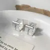 Moda Transfronteriza de Gama Alta Diseño de Nicho Pendientes Cuadrados Cepillados Versátiles Simples para el Trabajo Diario Pendientes de Temperamento