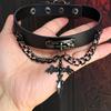 Collar Gargantilla de Cuero Alas Cruz Oscura Sexy Subcultura Lolita Retro Gótico