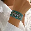 Europeo y Americano Transfronterizo Estilo Vaquero Occidental Patrón Antiguo Sombrero de Vaquero Pulsera Retro Incrustada Pulsera de Turquesa Juego de Cinco Piezas