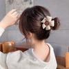 Diadema con diseño de flores de estilo coreano para niña, banda para el pelo color té con leche, tocado de cola de caballo para niña pequeña
