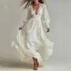 2026 Moda Feminina Transfronteiriça da Amazon Europeia e Americana Retrô Francês Vestido Longo Elegante Chiffon Renda Manga Longa Vestido