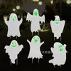 Placa de Jardim de Halloween Mais Vendida Transfronteiriça, Placa Decorativa Assustadora de Fantasma Branco que Brilha no Escuro para Festa de Feriado