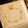Moda Nicho Transfronteriza Europea y Americana Personalidad Versátil Azul Turquesa Exquisitos Accesorios para Ojos Cadena Pulsera de Acero Inoxidable