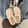 Pantuflas de Felpa de Moda 2026 para Mujer, para Usar al Aire Libre, con Correa de Hebilla, Punta Cerrada, Slip-On, Pantuflas de Algodón para Otoño e Invierno, Cálidas