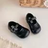 Zapatos de Cuero para Niñas 2026 Primavera y Otoño Estilo Nuevo Zapatos de Princesa Negros de Suela Blanda para Niños Mocasines Versátiles Antideslizantes Modernos