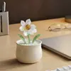 Adornos de Vidrio Zibo Oficina Flor de Narciso Artificial Maceta Decoración de Escritorio Flor Eterna Exhibición de Flores Falsas