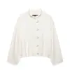 Moda Nueva Primavera y Otoño 2026 Estilo Europeo y Americano Chaqueta Abrigo Casual para Mujer Color Sólido Manga Larga Mezcla de Lino Botón de Nudo