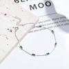 Pulsera de plata esterlina 925 con diamante cuadrado verde para mujer, pulsera simple ins de cadena de caja con diamante cuadrado verde, joyería de mano con temperamento de moda