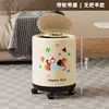 Cubo de Basura Doméstico Estilo Dopamina Crema Papelera Cubo de Basura Sala de Estar Oficina Cubo de Almacenamiento con Prensa de Gran Capacidad