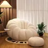 Sofá bean bag estilo crema se puede acostar y dormir silla sofá calabaza silla de ocio tela de lana de cordero sofá sofá individual