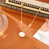 Collar de Perlas de Azúcar y Bambú de Moda con un Toque de Lujo, Cadena para Clavícula Moderna, Sencilla, Elegante, Versátil, Pendientes de Aguja de Plata