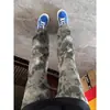 Jeans Camuflado Masculino de Outono Fino Cleanfit Americano High Street Calças Scimitar Lavadas Efeito Emagrecedor Calças Retas