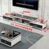 Mesa de centro con gabinete de TV retráctil de vidrio templado, juego combinado, estilo europeo moderno simple, mueble de TV para sala de estar de apartamento pequeño