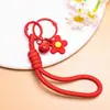 Lanyard para Teléfono de Flor de Goma Macaron, Llavero de Flor Pequeña con Cascabel, Colgante para Bolso Tejido, Accesorios Pequeños Hechos a Mano para DIY