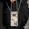 Adequado para Apple 18Promax Capa de Celular iPhone em Couro com Cordão nas Quatro Pontas Estampa de Saia Floral Kt Cat Casca Macia e Dura Personalização