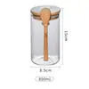 Frasco de Vidrio Grueso Sellado Redondo con Cuchara, Frasco para Té, Frasco para Almacenar Granos de Café, Frasco Sellado para Uso Doméstico en la Cocina