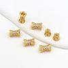 Cuentas Espaciadoras de Pétalos, Cuentas de Barril, Accesorios DIY para Pulsera Collar, Cobre Chapado en Oro de 14K, Circonio con Conservación del Color, Tuerca de Tornillo B71