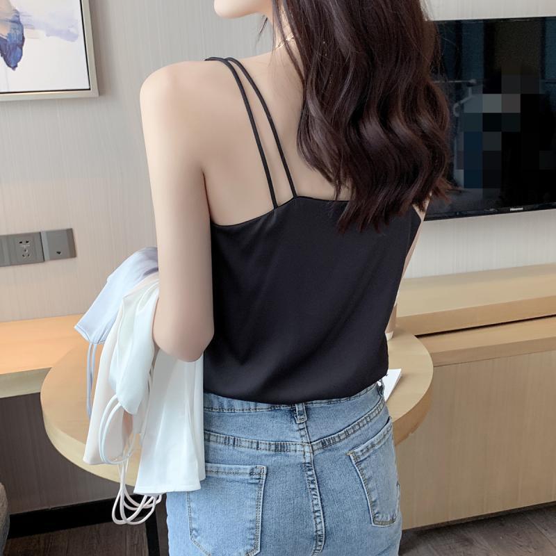 帮手主图-吊带背心女外穿夏季无袖外搭配小西装打底内搭真丝缎面