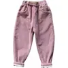 Ropa para Niños Invierno Pantalones de Pana para Niñas con Forro de Felpa Engrosados Tallas Pequeñas y Medianas Monos para Niños Pantalones Casuales de Terciopelo Pantalones Cálidos para Mujer