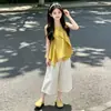 Conjunto de Verano para Niñas 2026 Nuevo Elegante Irregular Ropa Infantil Conjunto de Dos Piezas sin Mangas para Niñas Mayores