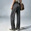Conjunto de Yoga Feminino Elegante de Alta Qualidade com Calça Wide Leg e Bolsos Cintura Alta Modelador Pilates Corrida Matinal Fitness Conjunto de Duas Peças