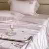 Estilo Princesa Francesa 60 Hilos Tencel Lenzing Estampado Digitalmente y Bordado Lavable a Máquina Encaje Colcha Individual/Doble para Dormir Desnudo