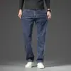 Jeans Rectos Holgados de Talla Grande para Hombre, Otoño e Invierno 2026 Nueva Marca de Moda Pantalones Gruesos Cálidos Elásticos con Forro de Felpa