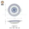 Plato de melamina imitación porcelana resistente a caídas retro azul y blanco plato de plato de acompañamiento de restaurante de restaurante plato de plato de acompañamiento de restaurante