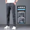 Pantalones Casuales de Algodón Puro para Hombre Otoño Modernos Versátiles Ajustados Rectos Elásticos Pantalones de Vestir Invierno
