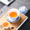 Tigela de Chá Grande de Porcelana Azul e Branca, Conjunto de Chá de Cerâmica, Tigela Cerâmica Sancai, Xícara de Chá de Porcelana Branca, Bule Individual de Mão