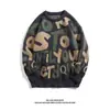 Tricô Retrô Outono e Inverno Masculino Solto Tendência Marca Gola Redonda Estilo Preguiçoso Tricô Espessado Casual Jaqueta de Tricô Tendência