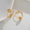 Anel oval de nicho, luxo discreto, cravejado de diamantes de alta qualidade para mulheres, design geométrico em aço inoxidável, detalhes coloridos em diamante, anel aberto requintado