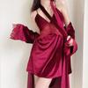 [Estrictamente Seleccionado] Camisón Sexy con Tirantes, Ropa para el Hogar, Conjunto de Pijama de Terciopelo Dorado para Mujer con Almohadillas para el Busto, Pijama de Encaje para Otoño e Invierno