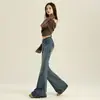 Jeans Elásticos Lavados de Gato de Moda Vintage High Street Elásticos Ajustados