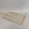 Caja de Archivo de Hierro Forjado Creativa para Mesa Apilable Caja de Almacenamiento Caja de Almacenamiento Caja de Almacenamiento Rosa / Dorado Claro