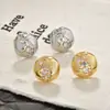 Design de Nicho Exquisitos Brincos de Tarraxa Listrados Escovados com Zircônia Redonda Moda Temperamento Retrô Versátil Acessórios de Brincos de Personalidade