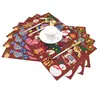 Manteles Individuales de Cuero Navideños Transfronterizos Impermeables y a Prueba de Aceite Manteles de Mesa Sin Lavado Estilo Retro Americano Posavasos Rectangulares Manteles de Mesa