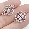 Conector de nota musical em forma de cruz, design floral geométrico vazado, acessórios de joias para pulseira e colar vintage de prata antiga DIY